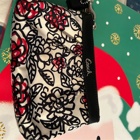 EUC Coach Floral Print Wristlet - Black and Red - Picture 3 of 5